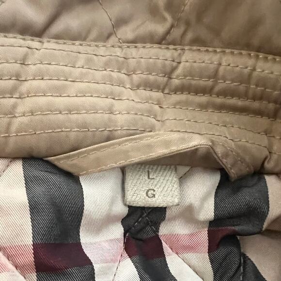 Burberry Brit Tan Quilted Puffer Jacket with Leather Trim – Size Large - Picture 8 of 9